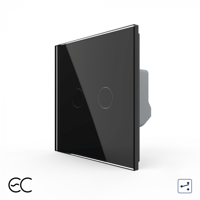 Intrerupator dublu protocol Zigbee EC tactil, cap scara / cruce Generatie Noua, cu panou sticla [3]