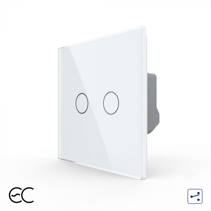 Intrerupator dublu protocol Zigbee EC tactil, cap scara / cruce Generatie Noua, cu panou sticla [2]