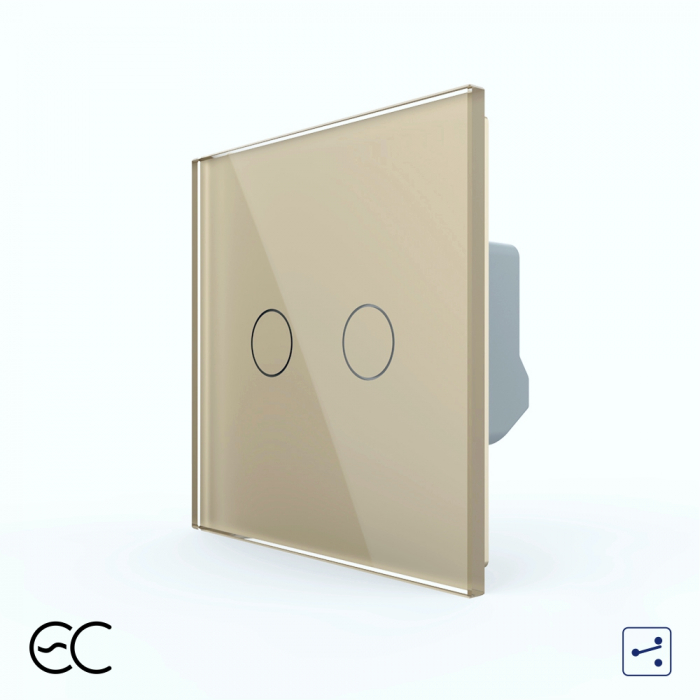 Intrerupator dublu protocol Zigbee EC tactil, cap scara / cruce Generatie Noua, cu panou sticla [4]