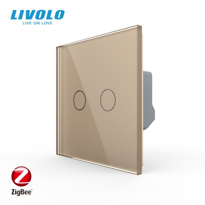 Intrerupator dublu tactil, contact uscat, Protocol Zigbee, cu panou sticla, Generatia Noua [4]