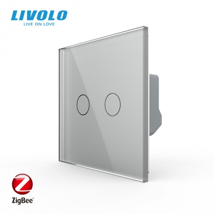 Intrerupator dublu tactil, Protocol Zigbee, cu panou sticla, Generatia Noua [3]