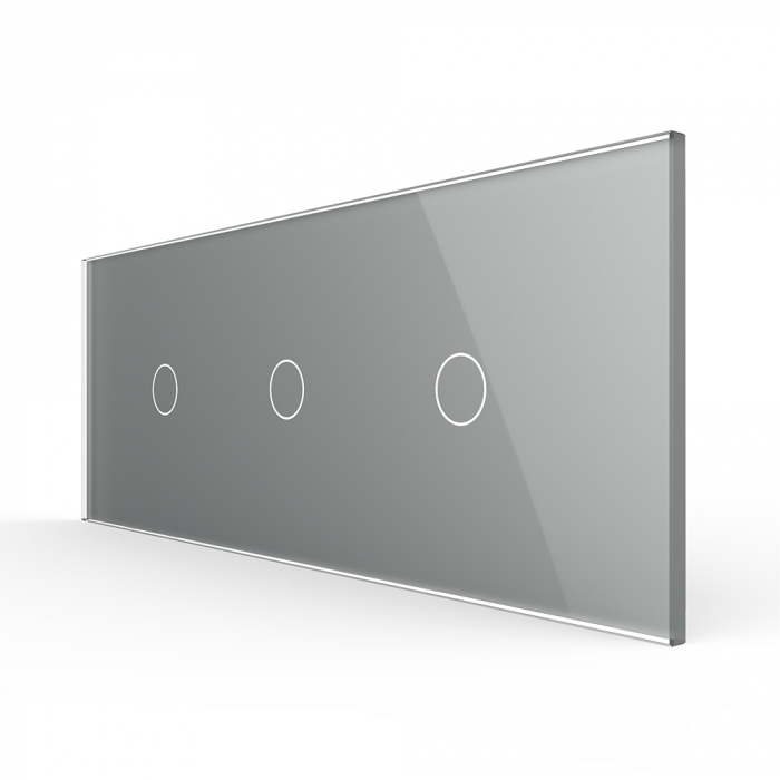 Intrerupator Simplu + Simplu + Simplu cu Touch LIVOLO cu Rama Din Sticla, 6M, Standard Italian [1]