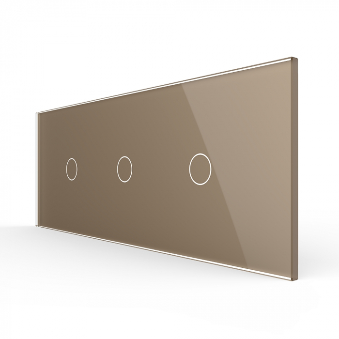 Intrerupator Simplu + Simplu + Simplu cu Touch LIVOLO cu Rama Din Sticla, 6M, Standard Italian [3]