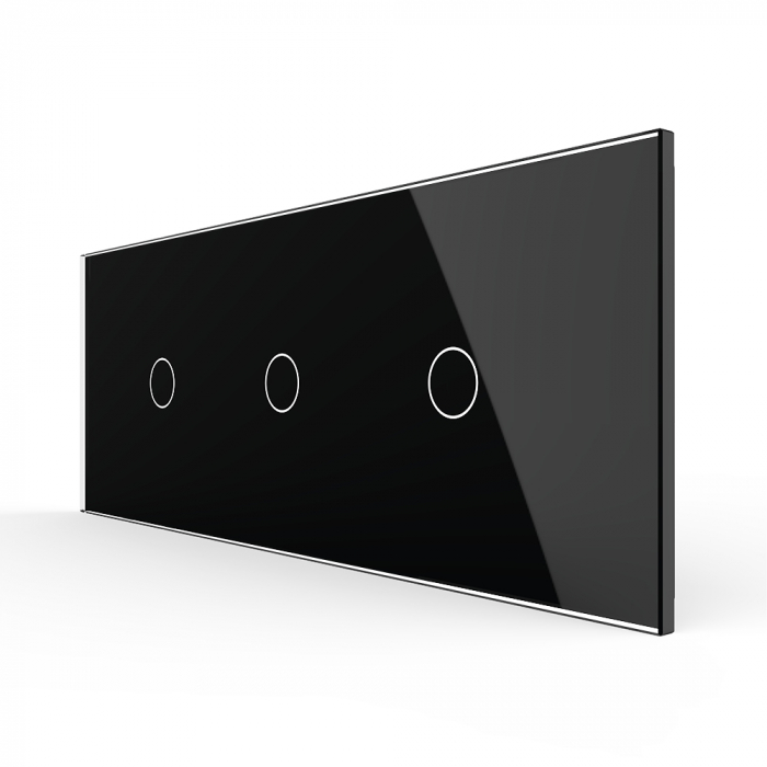 Intrerupator Simplu + Simplu + Simplu cu Touch LIVOLO cu Rama Din Sticla, 6M, Standard Italian [4]