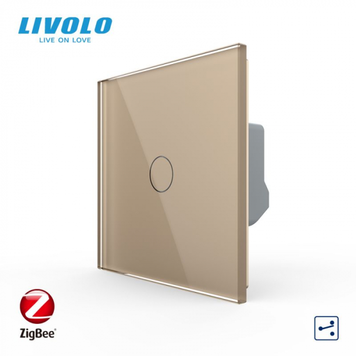 Intrerupator simplu tactil, cap scara / cap cruce, Protocol Zigbee, cu panou sticla, Generatia Noua [4]