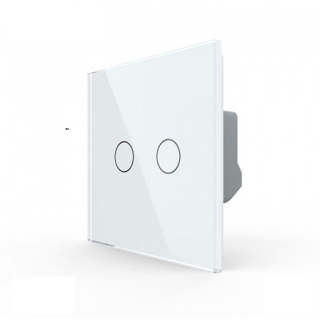 Intrerupator tactil dublu WiFi, cap / scara / cruce, cu panou sticla [2]
