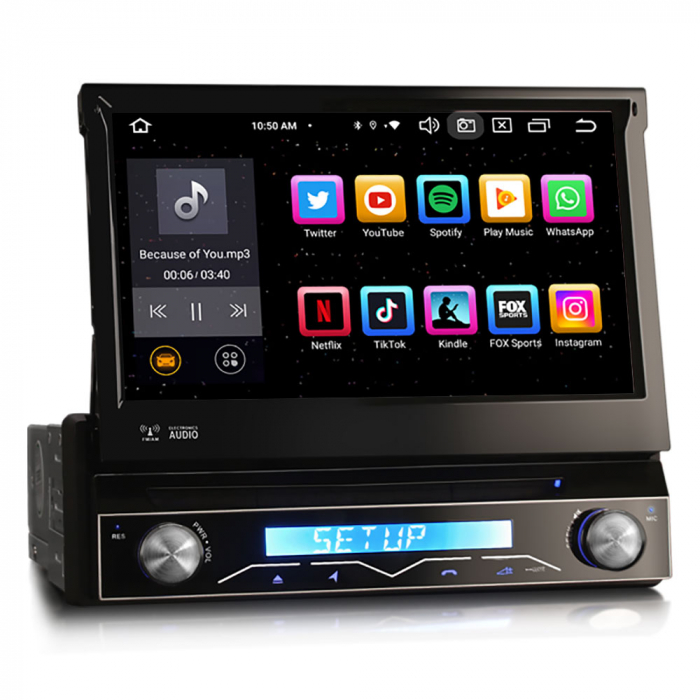 Navigatie auto 1 DIN, Multimedia player auto, ecran retractabil, Android 13 [2]