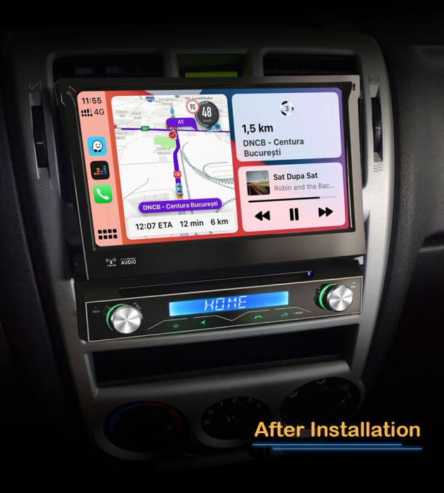Navigatie auto 1 DIN, Multimedia player auto, ecran retractabil, Android 13 [12]