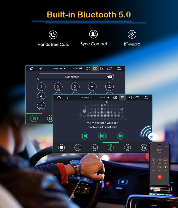 Navigatie auto 1 DIN, Multimedia player auto, ecran retractabil, Android 13 [19]