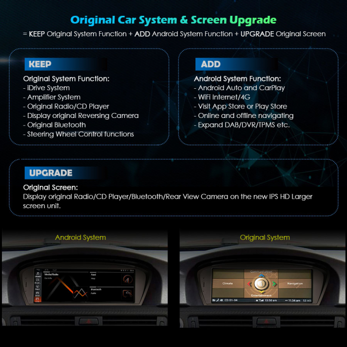 Navigatie auto 2 din, Pachet dedicat BMW Seria 3 E60 E61 E63 E64 E90 E91 E92 E93 CIC CC, Android 11, 8.8 Inch [14]
