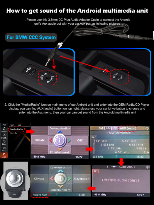 Navigatie auto 2 din, Pachet dedicat BMW Seria 3 E60 E61 E63 E64 E90 E91 E92 E93 CIC CC, Android 11, 8.8 Inch [22]