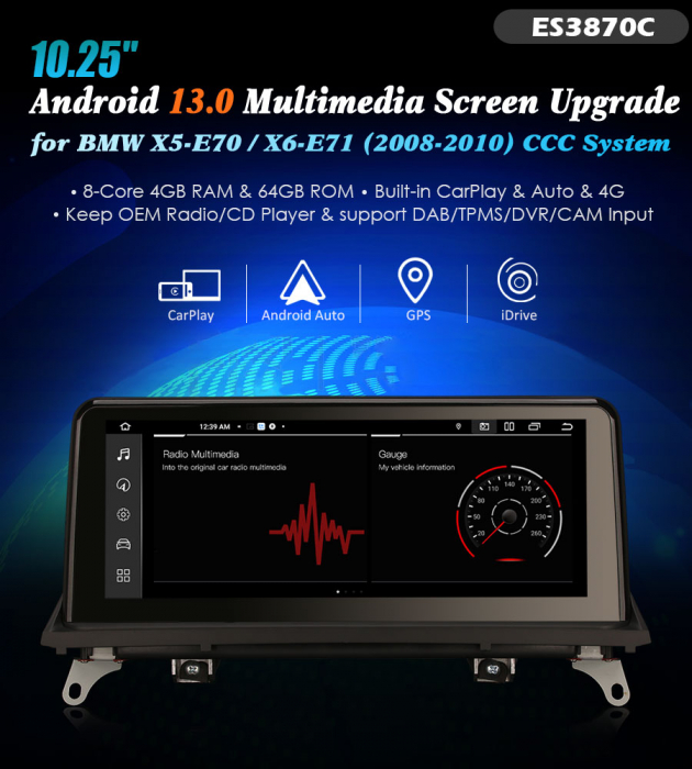 Navigatie auto 2 din, Pachet dedicat BMW X5 E70 X6 E71, Android 13, Octa Core [9]
