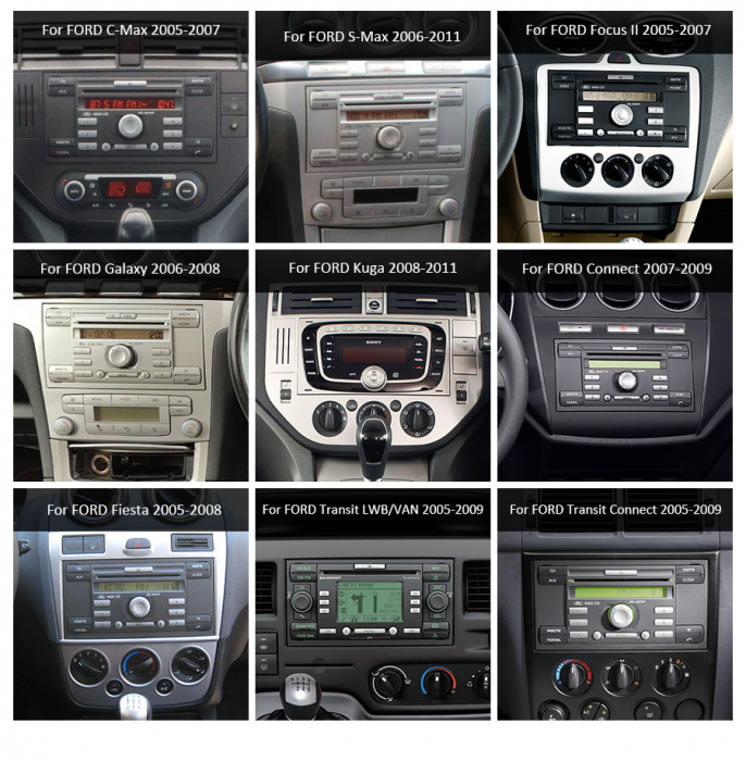 Navigatie auto 2 din, Pachet dedicat Ford Fiesta Fusion Kuga Transit Galaxy, 7 Inch, Android 13 [11]