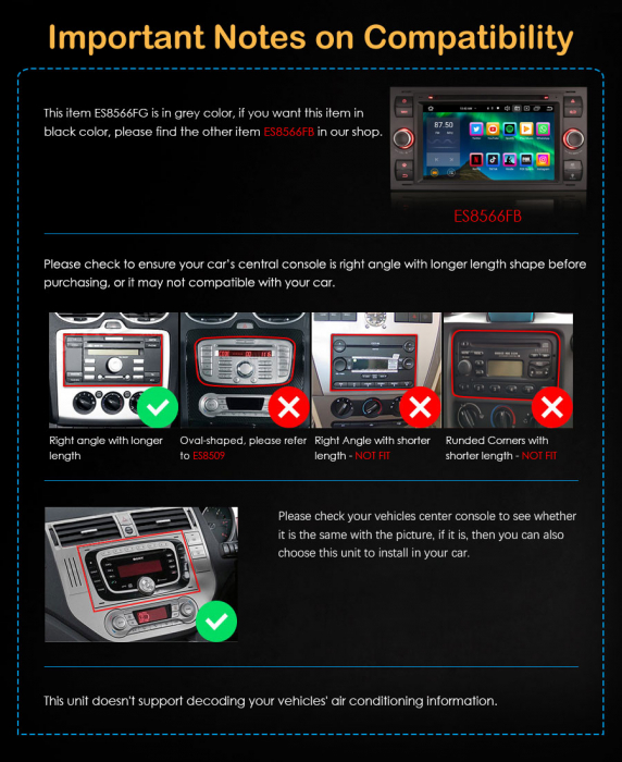 Navigatie auto 2 din, Pachet dedicat Ford Fiesta Fusion Kuga Transit Galaxy, 7 Inch, Android 13 [12]