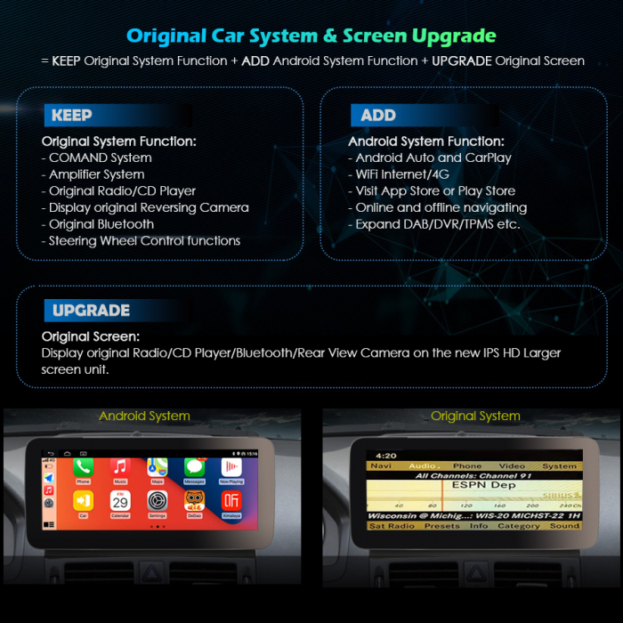 Navigatie auto 2 din, Pachet dedicat Mercedes-Benz C-Class W204 2008-2010, Android 11, 10.25 Inch [12]