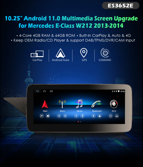 Navigatie auto 2 din, Pachet dedicat Mercedes-Benz E-Class W212 2013-2014, Android 11, 10.25 Inch [10]