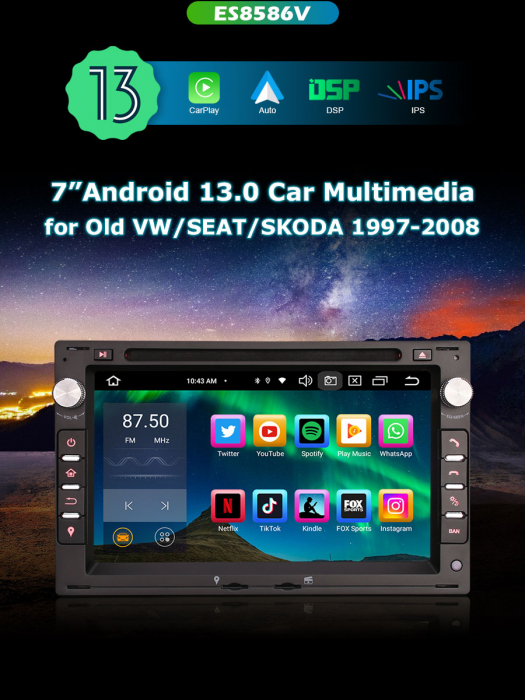 Navigatie auto 2 din, Pachet dedicat W Passat B5 MK4 MK5 Golf 4 Polo Bora Jetta T5, Android 13 [10]