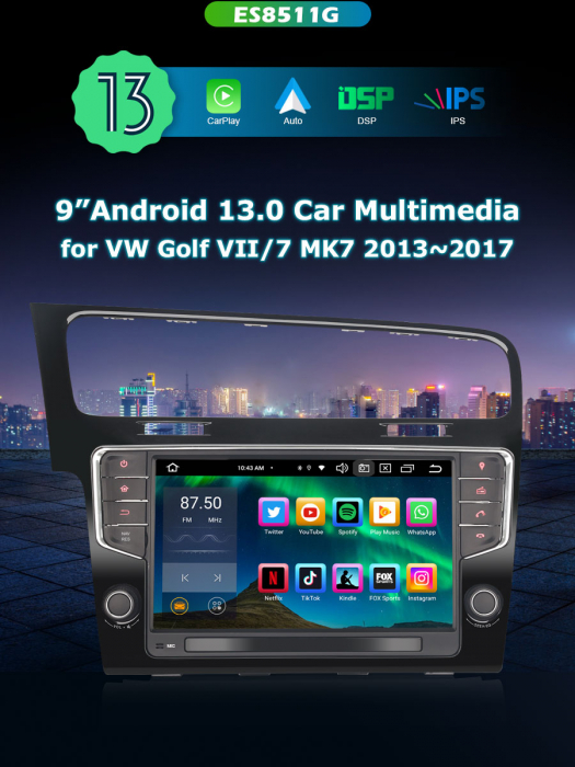 Navigatie auto dedicata  VW Golf VII/7 MK7, 9 Inch, Android 13 [9]
