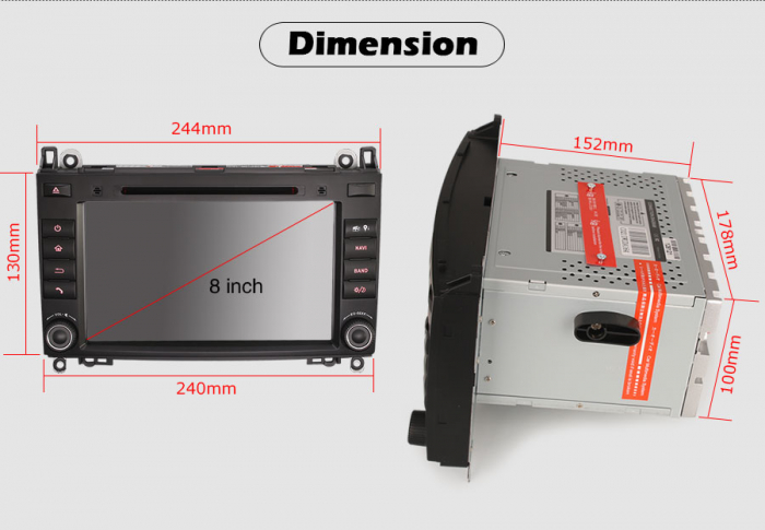 Navigatie auto, Mercedes-Benz A/B Class W169 Vito Viano Sprinter VW Crafter, 8 inch, Android 10 [18]