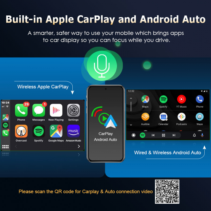 Navigatie auto / Multimedia player auto 1DIN, ecran retractabil, Android 13, WiFi Bluetooth 5.0 [12]