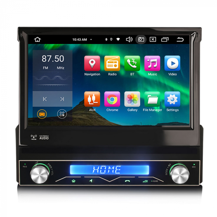 Navigatie auto / Multimedia player auto 1DIN, ecran retractabil, Android 13, WiFi Bluetooth 5.0 [1]