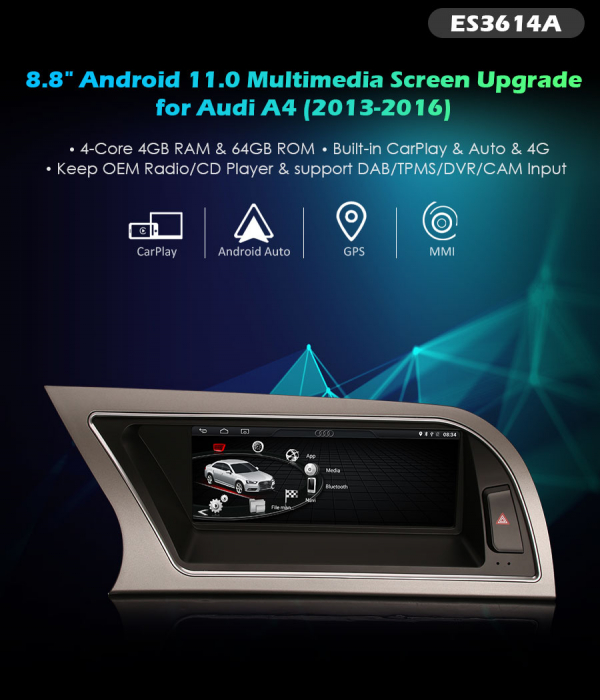 Navigatie auto, Pachet dedicat Audi A4 ,8.8 inch, Android 11 [9]