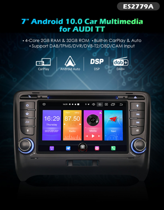 Navigatie auto, Pachet dedicat AUDI TT MK2 , Android 11, 7 inch [9]