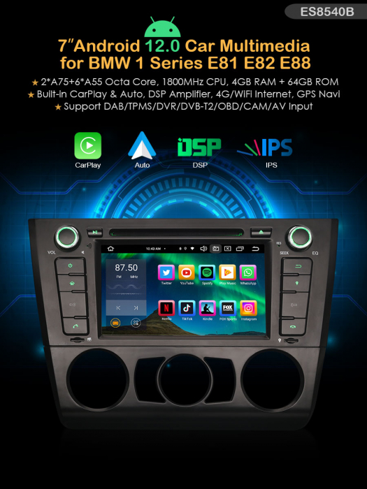 Navigatie auto, Pachet dedicat BMW 1 Serie E81 Hatchback E82 E88 , Android 13 [10]