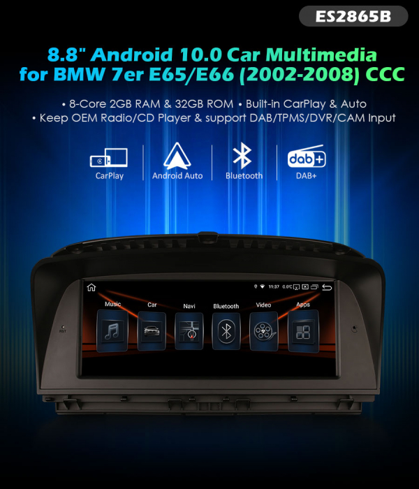 Navigatie auto, Pachet dedicat,  BMW 7er E65/E66 (01-08) CCC, 8.8 Inch, Octa Core, Android 10 [7]