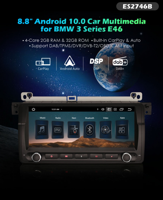 Navigatie auto, Pachet dedicat BMW E46 MG ZT M3 Rover 75 ,8.8 inch, Android 11 [8]