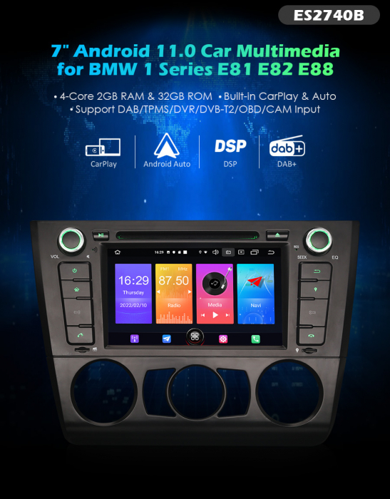 Navigatie auto, Pachet dedicat BMW E81 Seria 1 E82 E83 ,7 inch, Android 11 [9]