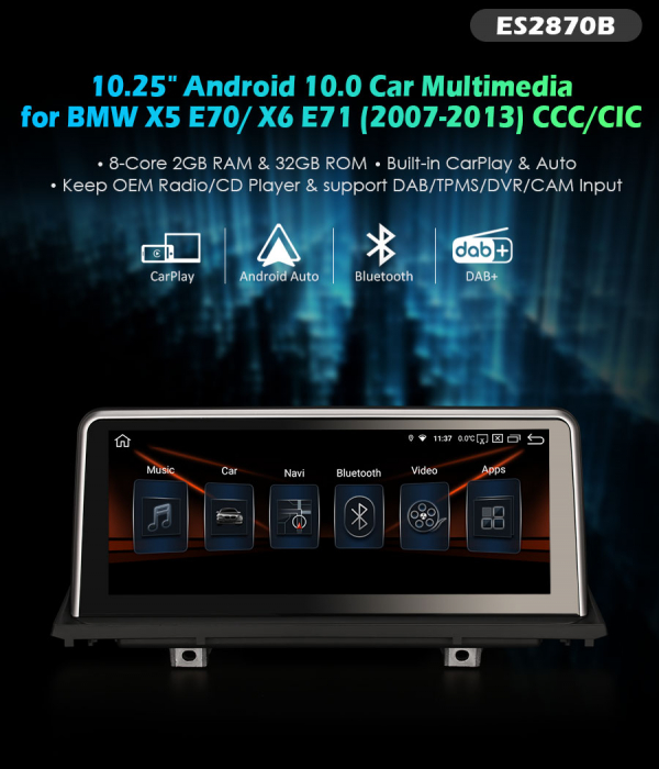 Navigatie auto, Pachet dedicat, BMW X5 E70 CIC X6 E71 CCC, 10.25 Inch, Android 10, Octa Core [10]