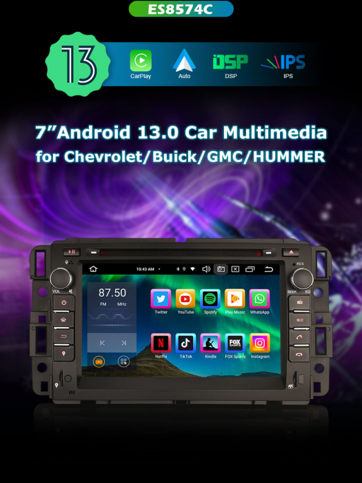 Navigatie auto, Pachet dedicat Chevrolet Silverado Buick GMC HUMMER H2, Android 13 [11]