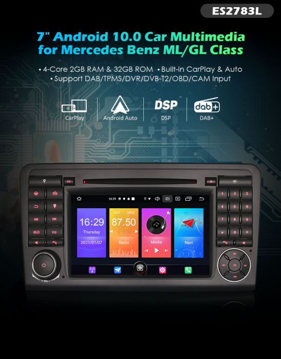Navigatie auto, Pachet dedicat Mercedes Benz GL-Class X164 ML-Class W164 , Android 10, 7 inch [10]