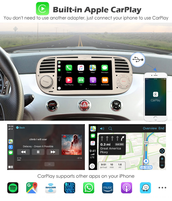 Navigatie auto, Pachet dedicat Fiat 500 2008-2015, Android 11, 7 inch [16]