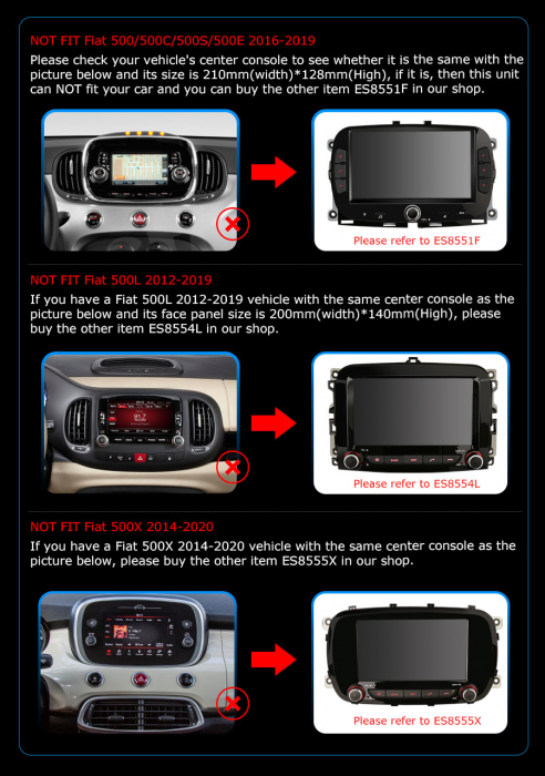 Navigatie auto, Pachet dedicat Fiat 500/500C/500S 500E, Android 13 [13]