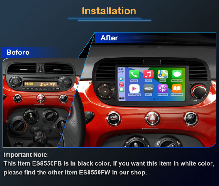 Navigatie auto, Pachet dedicat Fiat 500/500C/500S 500E, Android 13 [11]