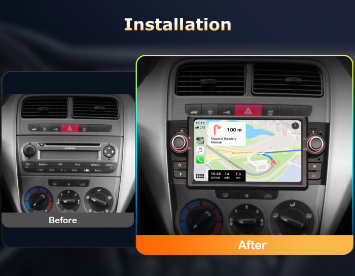 Navigatie auto, Pachet dedicat Fiat Punto Linea ,7 inch, Android 13 [11]