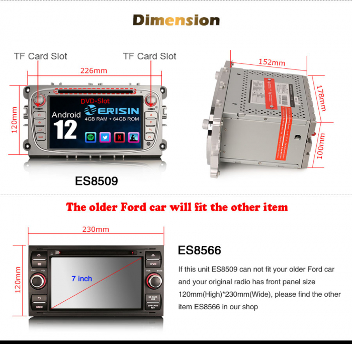 Navigatie auto, Pachet dedicat FORD Mondeo Focus Galaxy S-Max C-Max  , Android 12 [18]