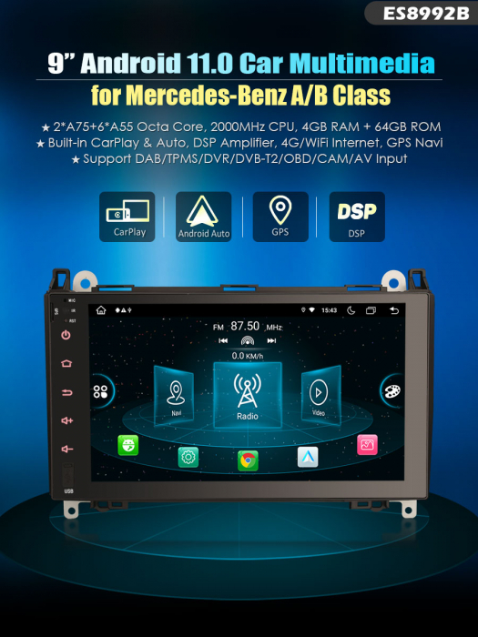 Navigatie auto, Pachet dedicat Mercedes Benz A/B Class Sprinter Viano Vito Crafter, 9 Inch, Android 11. [11]
