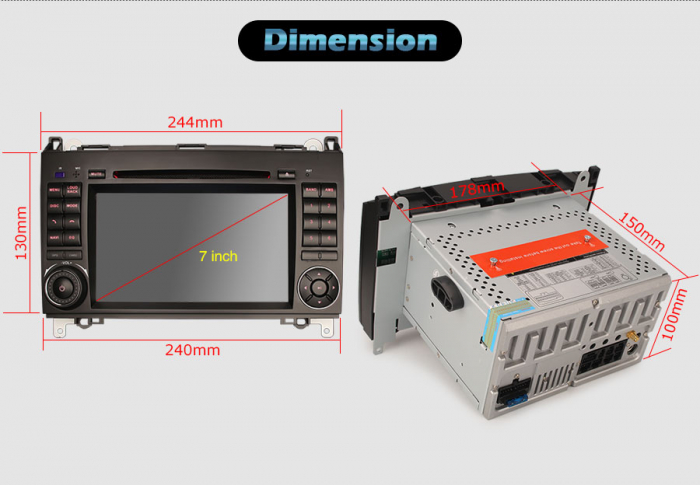 Navigatie auto, Pachet dedicat Mercedes Benz A/B Class Sprinter Vito Viano, 7 Inch. [22]