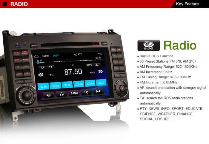 Navigatie auto, Pachet dedicat Mercedes Benz A/B Class Sprinter Vito Viano, 7 Inch. [14]