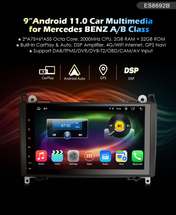Navigatie auto, Pachet dedicat Mercedes Benz B-Class W245 Sprinter Viano Vito A-Class W169,9 inch, Android 11, Octa Core [10]