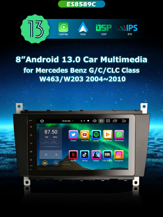 Navigatie auto, Pachet dedicat Mercedes Benz C-Class CLC W203 G-Class W463, Android 13 [10]