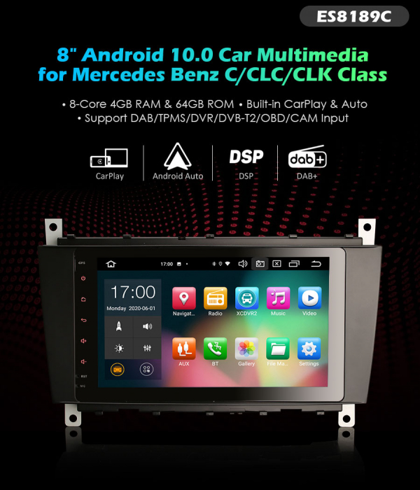 Navigatie auto, Pachet dedicat Mercedes Benz C-Class W203, Android 10, 8 inch, Octa Core [10]