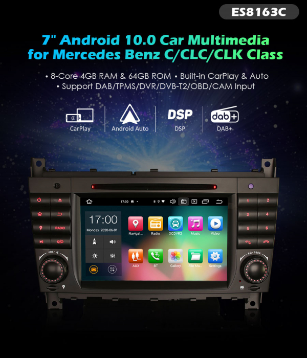 Navigatie auto, Pachet dedicat Mercedes Benz CLC W203 CLK W209 C280 C300 C320 C350 C32, 7 Inch, Octa Core [11]