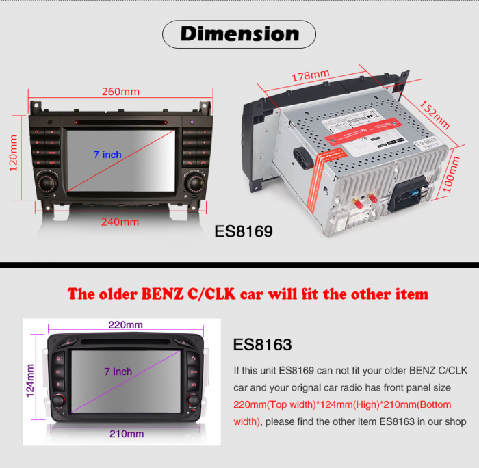Navigatie auto, Pachet dedicat Mercedes Benz CLC W203 CLK W209 C280 C300 C320 C350 C32, 7 Inch, Octa Core [22]