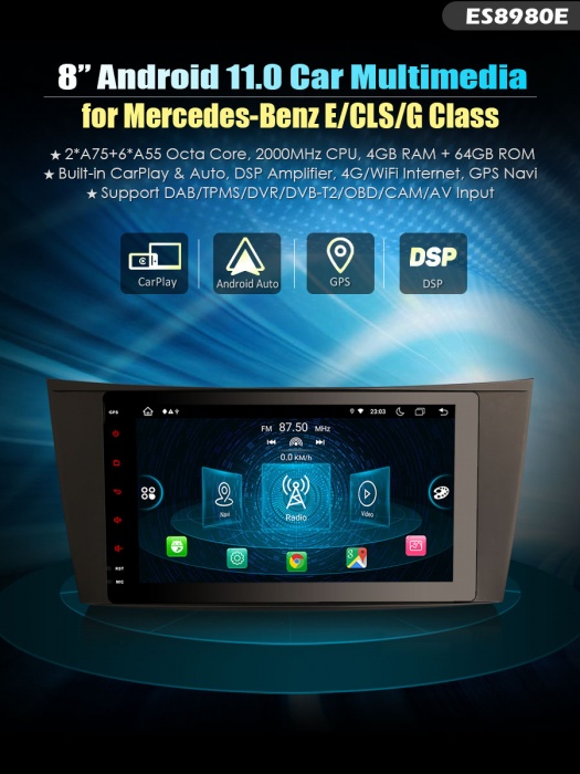 Navigatie auto, Pachet dedicat Mercedes-Benz CLS Class W219 G-Clas, Android 11,Octa Core, 8 Inch [10]