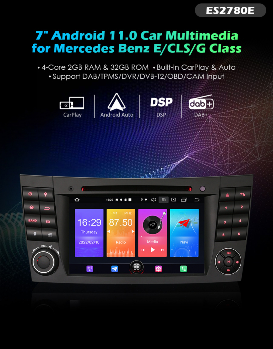 Navigatie auto, Pachet dedicat Mercedes Benz CLS Class W219 G-Class W463 E-Class W211 , Android 11, 7 inch [9]