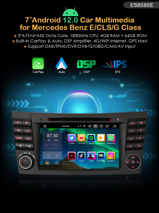 Navigatie auto, Pachet dedicat Mercedes Benz E-Class W211 CLS W219, Android 13 [9]